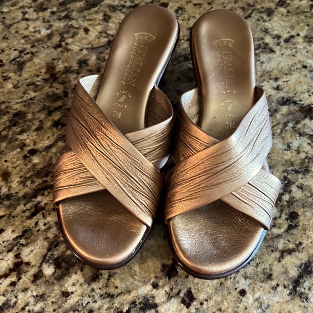 Italian Shoemakers Burnished Gold Platform Sandals